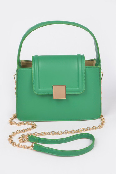 Faux Leather Top Handle Crossbody Bag