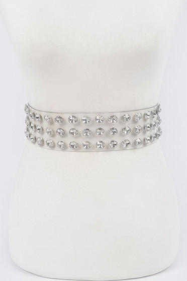 Multi Large Stone Clear Waist Belt