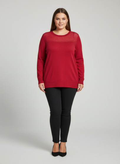 Burgundy Shimmer Detail Knit Tunic Top​​