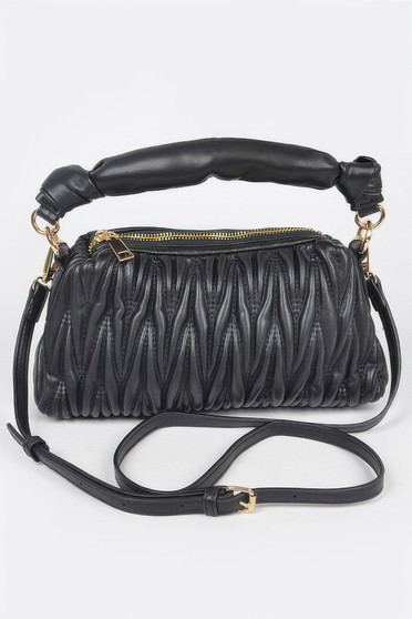 Quilted Faux Leather Top Handle Bag