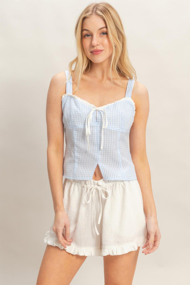 Gingham Tie Front Tank Top​​