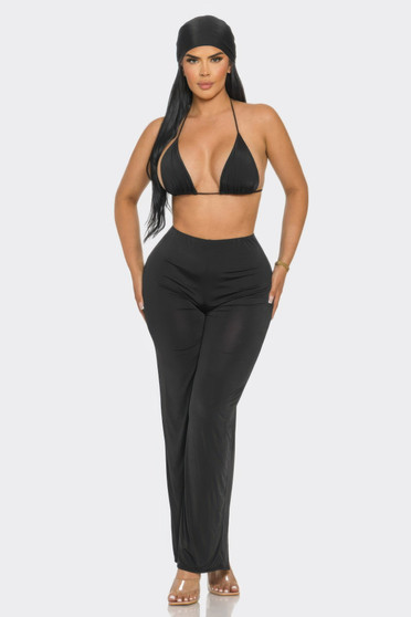 Bra Top And Pants And Bandana Set