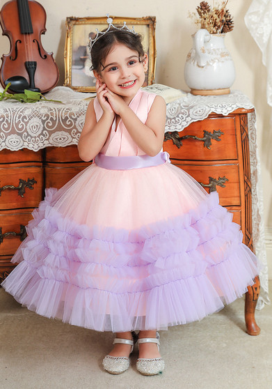 Children'S Dresses Girls' Puffy Mesh Dress Cascading Ruffles Dress Middle Children'S Princess Dress Show Dress