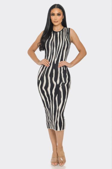 Sweater Midi Print Dress