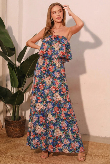 Bloom Party Strapless Maxi Dress