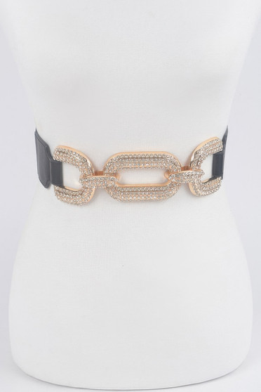 Metal W/Rhinestone Elastic Waist Belt