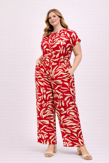 Plus Size Abstract Print Jumpsuit