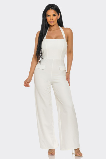 Halter Neck Jumpsuit Whit Back Zipper
