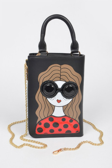 Character Printed Cross Chain Body Strap Bag