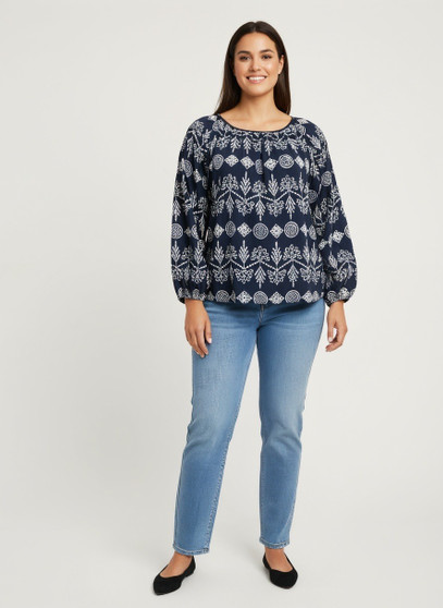 Boho Floral Print Long Sleeve Blouse​