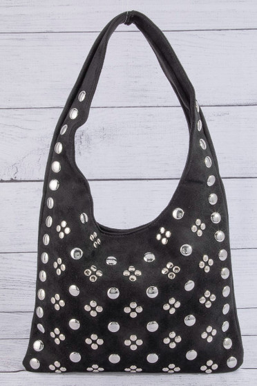 Fame Studded Rivets Hobo Shoulder Bag
