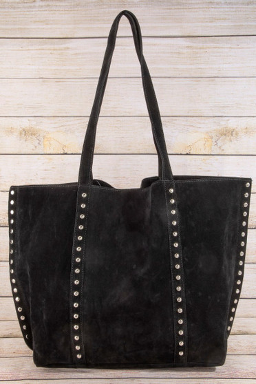 Fame Large Studded Trim Tote Bag