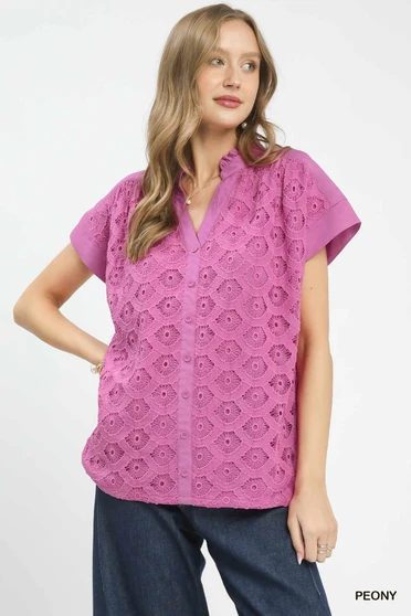 Umgee Lace Button-Front Top