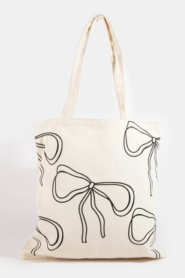 Fame Ribbon Bow Tie Print Tote Bag