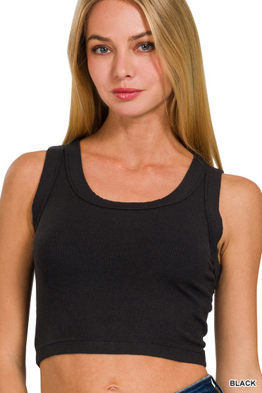 Zenana Ribbed Scoop Neck Cropped Tank Top