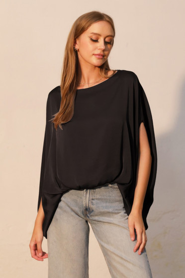 Washed Poly Silk Boat Neck Caftan Top​​