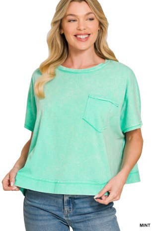 Zenana Acid Washed Round Neck Short Sleeve Oversized T-Shirt