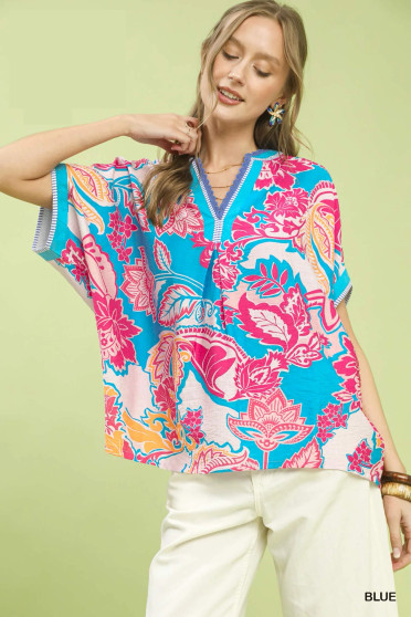 Umgee Abstract Print Oversized Top