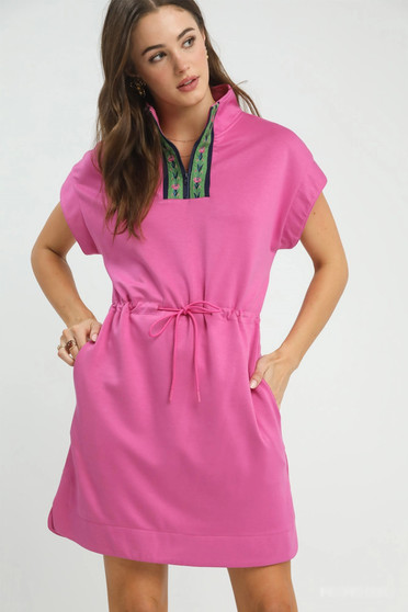 Umgee Dolman Sleeve Zip Detail Dress