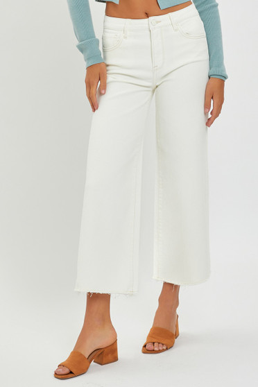 RISEN Tummy Control High Rise Crop Wide Jeans