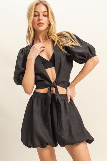 HYFVE Front Tie Top and Bubble Hem Shorts