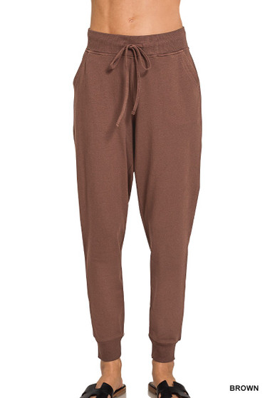 Zenana Drawstring Cotton Joggers with Pockets