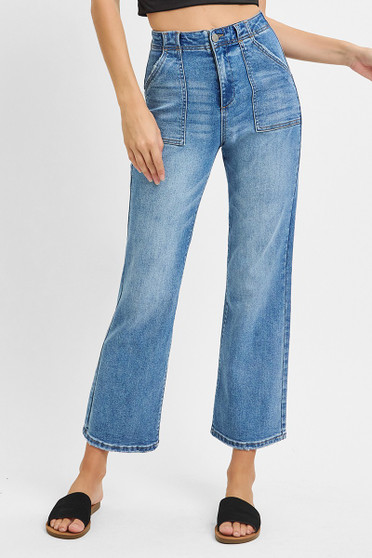 RISEN Full Size High Waisted Bootcut Cropped Jeans Plus Size