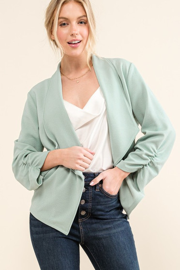And The Why Stretch Non-Wrinkled Basic Open-Front Blazer