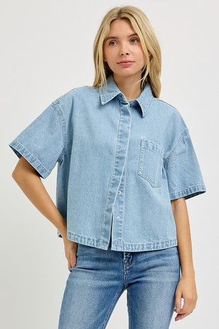 RISEN Oversized Half Sleeve Cropped Shirts