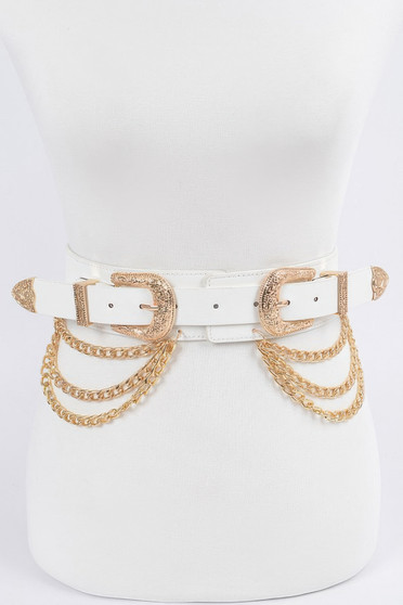 Double Buckle Belt With Chains