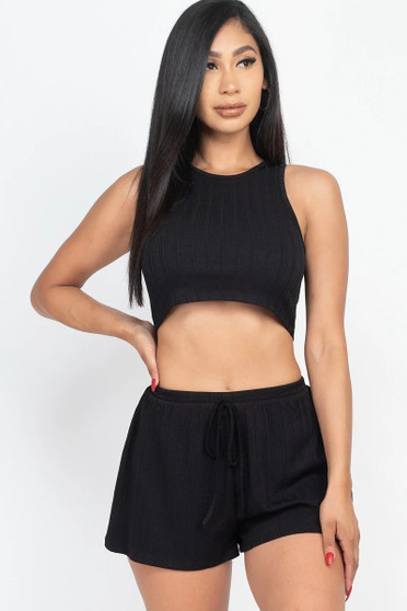 Soft Rib Crop Tank Top & Shorts Set​