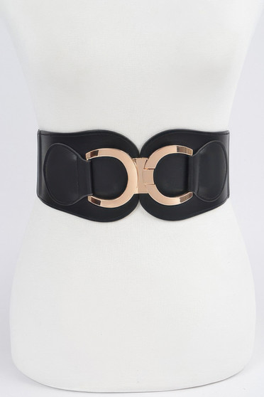 Faux Leather Wide Elastic Plus Size Belt 