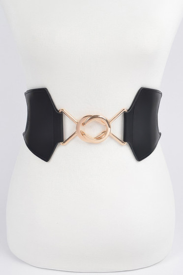 Faux Leather Wide Elastic Belt 