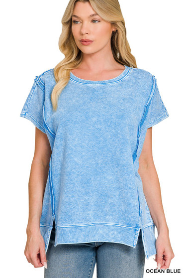 F/terry Halo Snow Washed Oversized Hi-low Top