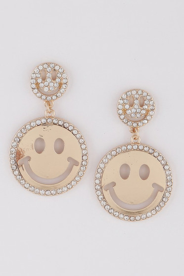 Jeweled Smiley Face Earrings 