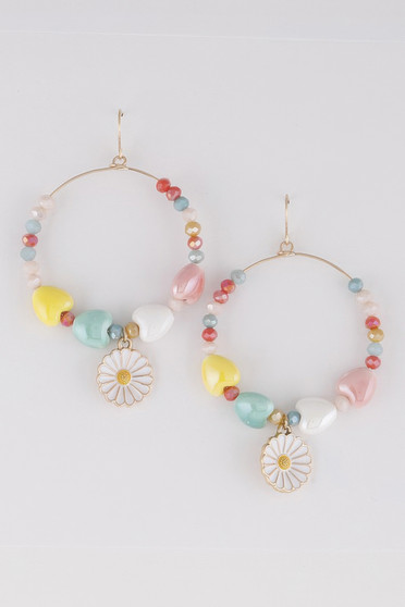 Open Beaded Flower Earrings 