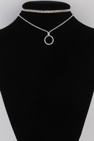 Jeweled Circle Choker Necklace 