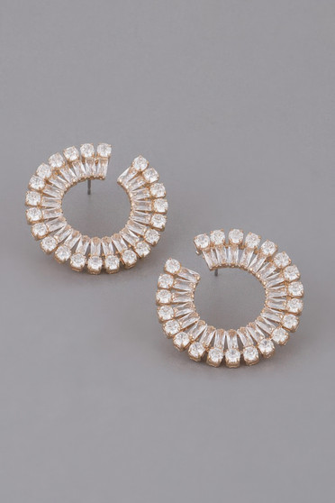 Jeweled Round Stud Earrings 