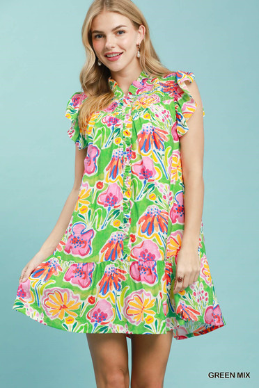 Umgee Floral Ruffle Mini Dress