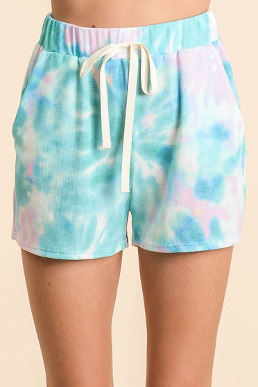 BiBi Tie Dye Print Casual Shorts with Twill