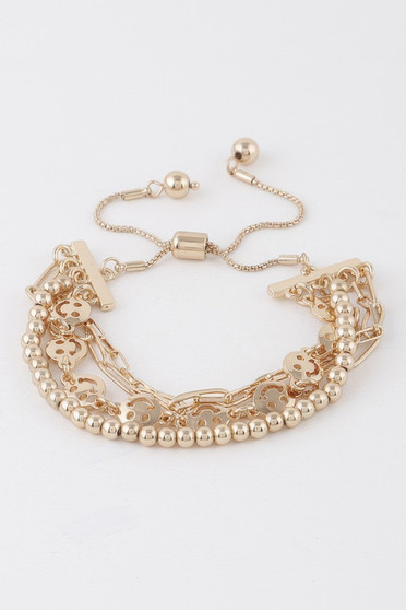 Beaded Smiley Face Chain Bracelet 