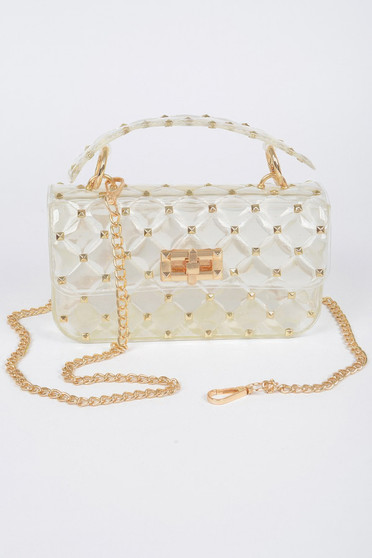 Glossy Stud Cross Chain Body Clutch