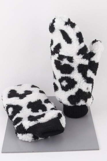 Animal Print Winter Mittens 