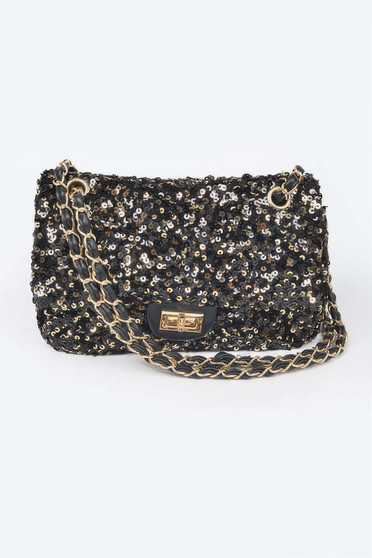 Sequins Flap Shoulder Bag 