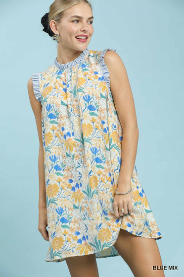 Umgee Floral Print Babydoll Dress