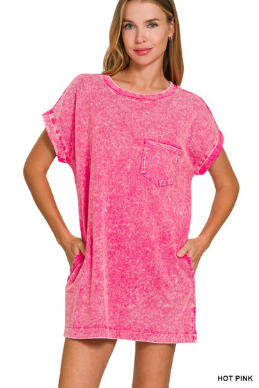 Zenana Premium Cotton Washed T-Shirt Dress