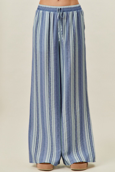 SO ME Stripe Wide Leg Pull On Pants