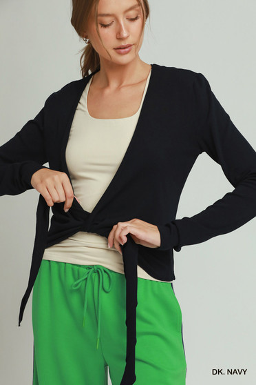Umgee Cotton Viscose Long Sleeve Wrap Cardigan