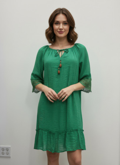 Mlle Gabrielle Solid Elbow Sleeve Dress​