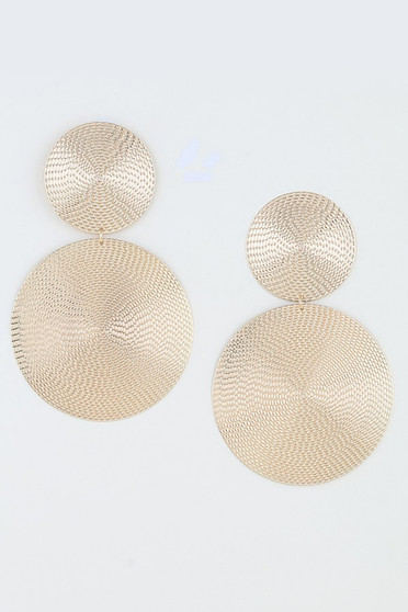 Polished Engraved Weave Disc Earrings